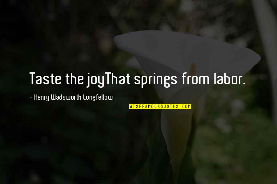 Buchardt S300 Quotes By Henry Wadsworth Longfellow: Taste the joyThat springs from labor.