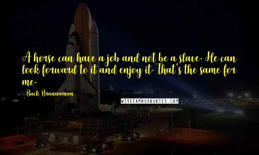 Buck Brannaman quotes: A horse can have a job and not be a slave. He can look forward to it and enjoy it. That's the same for me.