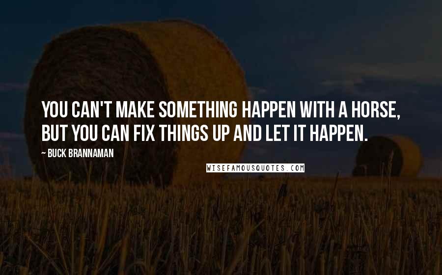 Buck Brannaman quotes: You can't make something happen with a horse, but you can fix things up and let it happen.