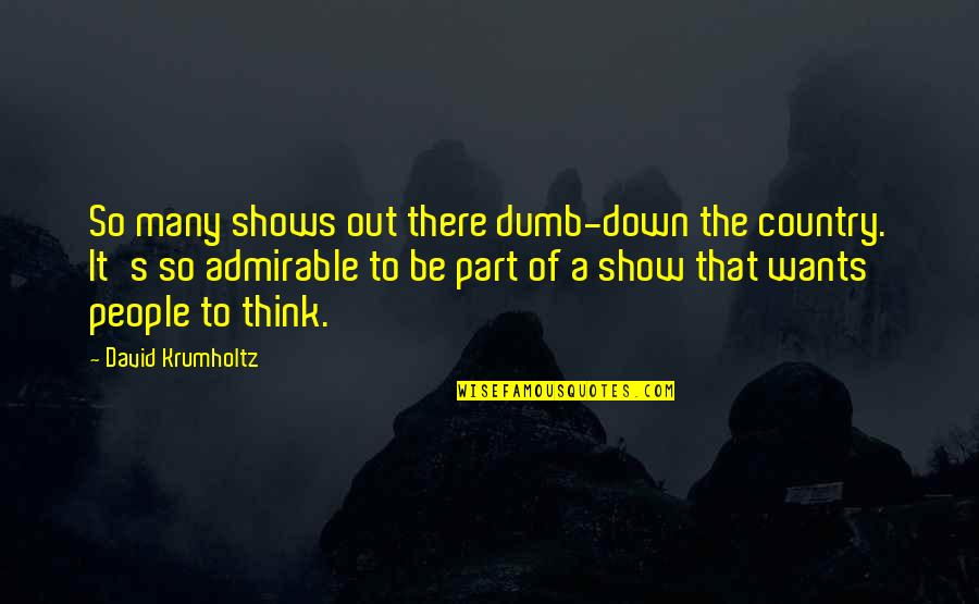 Buck Rinehart Quotes By David Krumholtz: So many shows out there dumb-down the country.