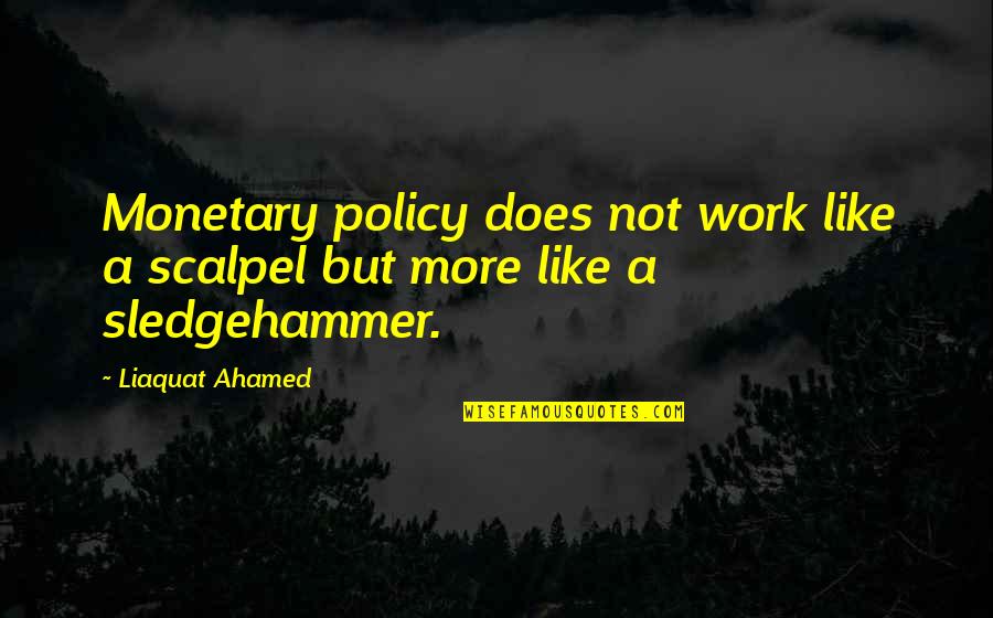 Buck The Weasel Quotes By Liaquat Ahamed: Monetary policy does not work like a scalpel