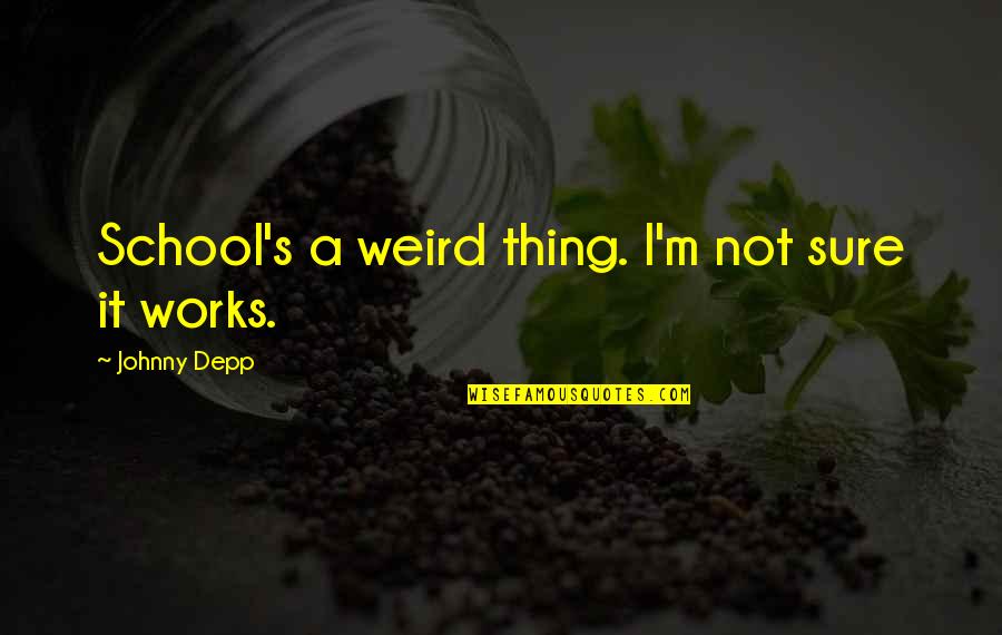 Bucketful Of Building Quotes By Johnny Depp: School's a weird thing. I'm not sure it