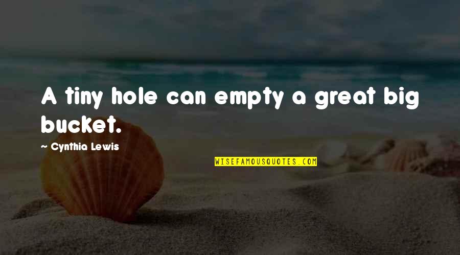 Buckets Quotes By Cynthia Lewis: A tiny hole can empty a great big