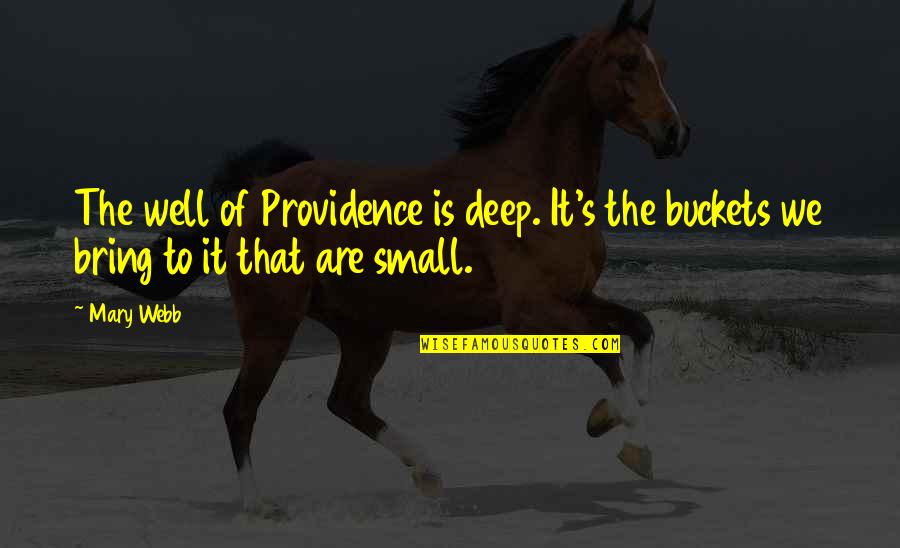 Buckets Quotes By Mary Webb: The well of Providence is deep. It's the