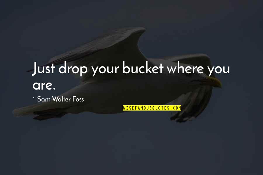 Buckets Quotes By Sam Walter Foss: Just drop your bucket where you are.