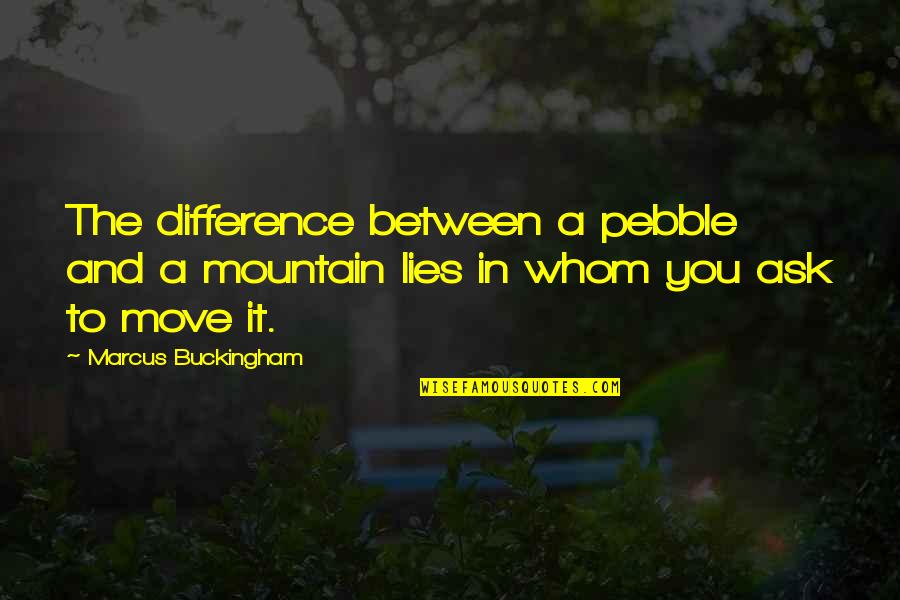 Buckingham's Quotes By Marcus Buckingham: The difference between a pebble and a mountain