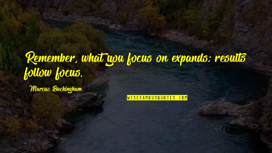 Buckingham's Quotes By Marcus Buckingham: Remember, what you focus on expands; results follow