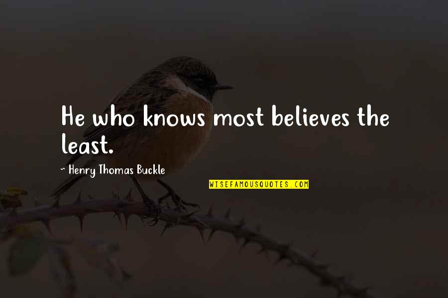 Buckle Quotes By Henry Thomas Buckle: He who knows most believes the least.