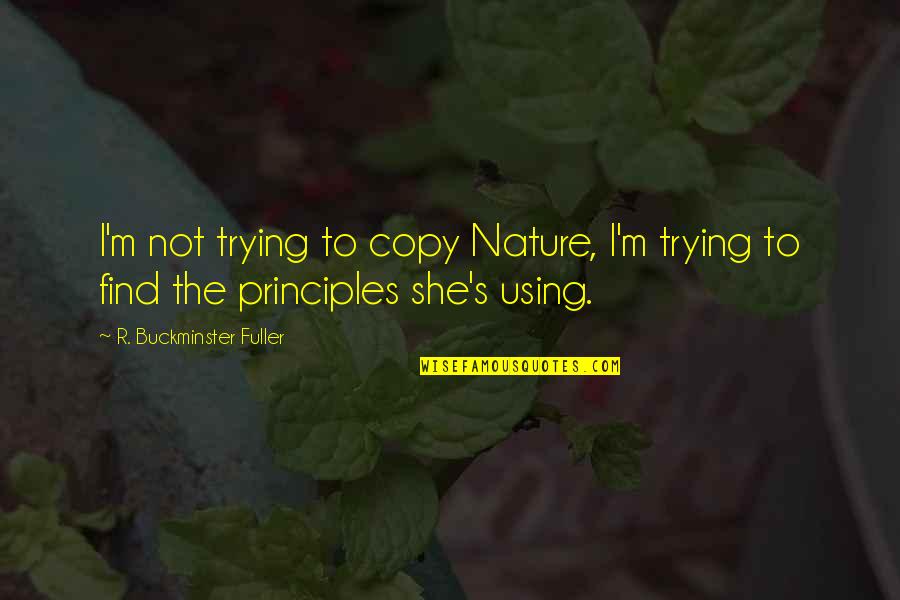 Buckminster's Quotes By R. Buckminster Fuller: I'm not trying to copy Nature, I'm trying