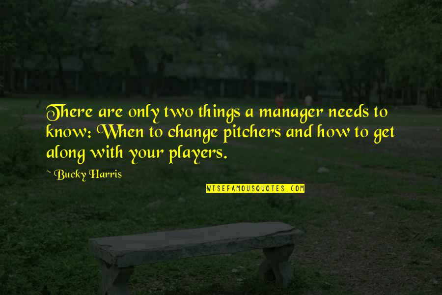 Bucky Quotes By Bucky Harris: There are only two things a manager needs Bucky Quotes By Bucky Harris: There are only two things a manager needs