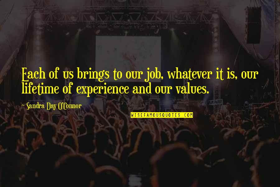 Bud Light Beer Quotes By Sandra Day O'Connor: Each of us brings to our job, whatever Bud Light Beer Quotes By Sandra Day O'Connor: Each of us brings to our job, whatever