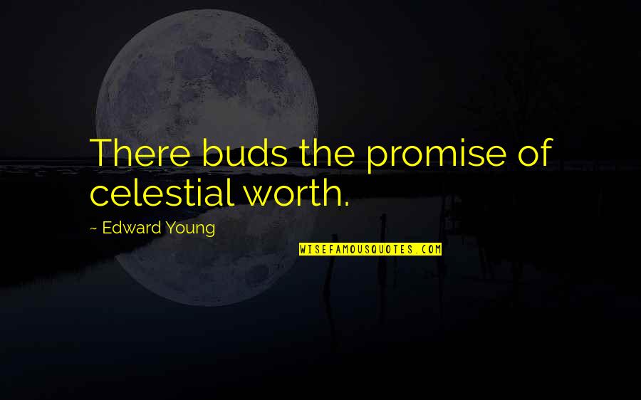 Bud Quotes By Edward Young: There buds the promise of celestial worth.