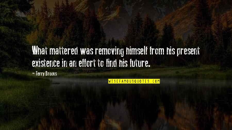 Budajudge Quotes By Terry Brooks: What mattered was removing himself from his present Budajudge Quotes By Terry Brooks: What mattered was removing himself from his present
