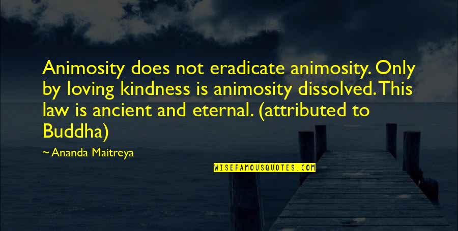 Buddha Loving Kindness Quotes By Ananda Maitreya: Animosity does not eradicate animosity. Only by loving