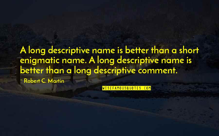 Buddha Mindfulness Quotes By Robert C. Martin: A long descriptive name is better than a