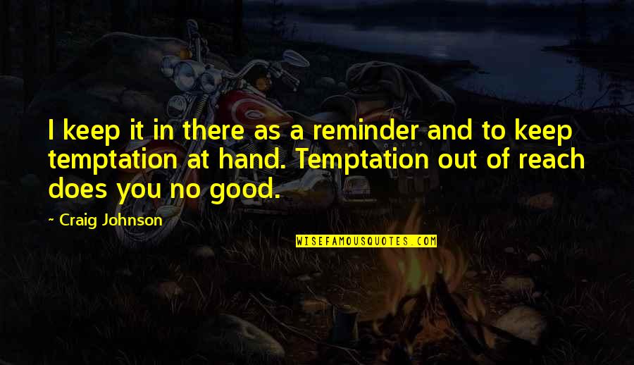 Buddha The Great Quotes By Craig Johnson: I keep it in there as a reminder