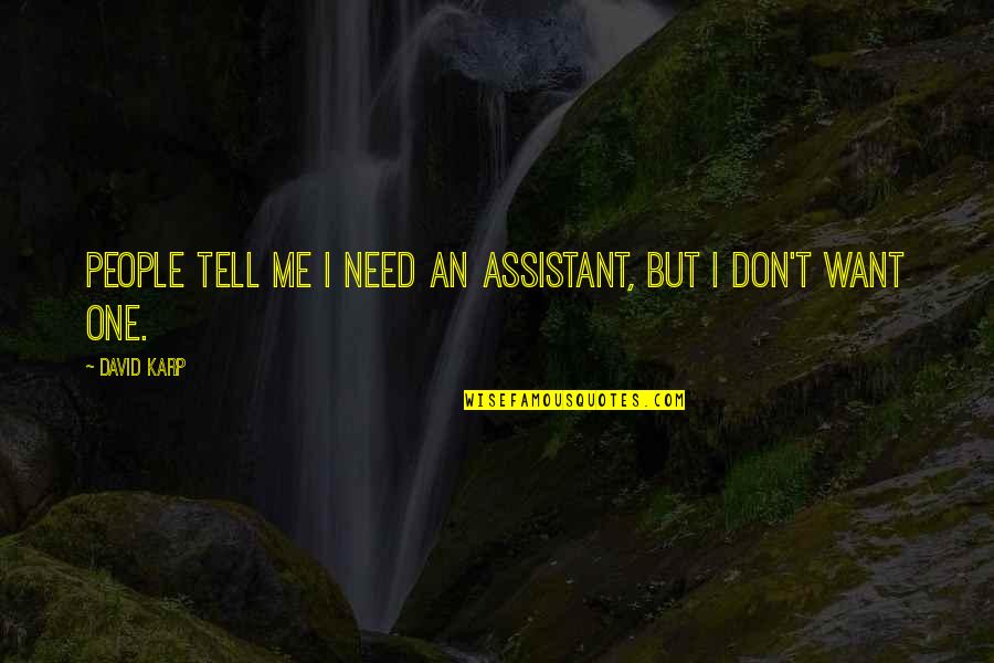 Buddha's Brain Quotes By David Karp: People tell me I need an assistant, but