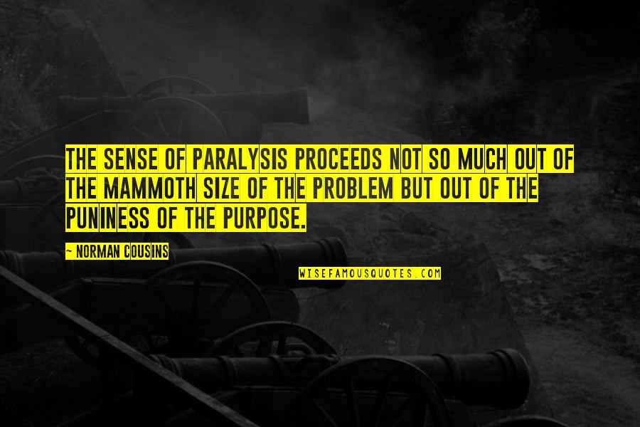 Buddhiam Quotes By Norman Cousins: The sense of paralysis proceeds not so much