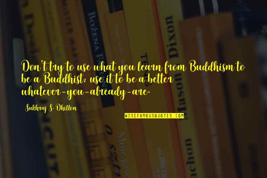 Buddhism And Science Quotes By Sukhraj S. Dhillon: Don't try to use what you learn from