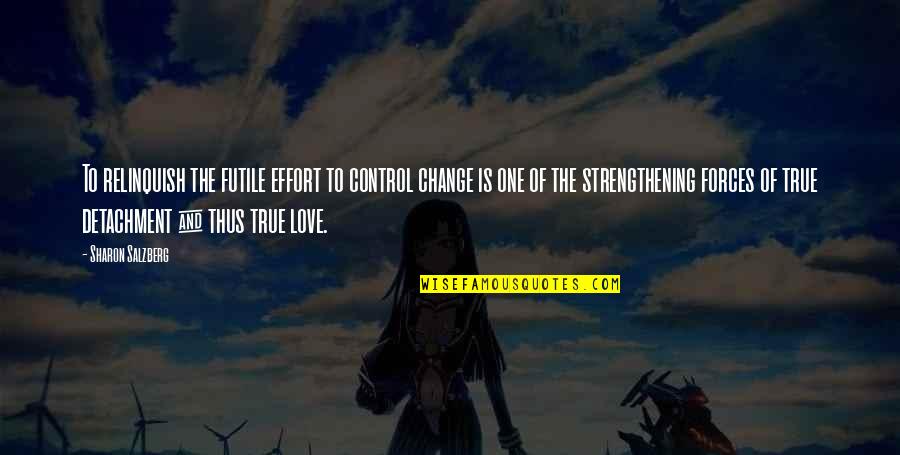 Buddhism Detachment Quotes By Sharon Salzberg: To relinquish the futile effort to control change Buddhism Detachment Quotes By Sharon Salzberg: To relinquish the futile effort to control change