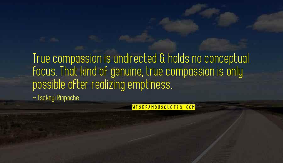 Buddhism Emptiness Quotes By Tsoknyi Rinpoche: True compassion is undirected & holds no conceptual