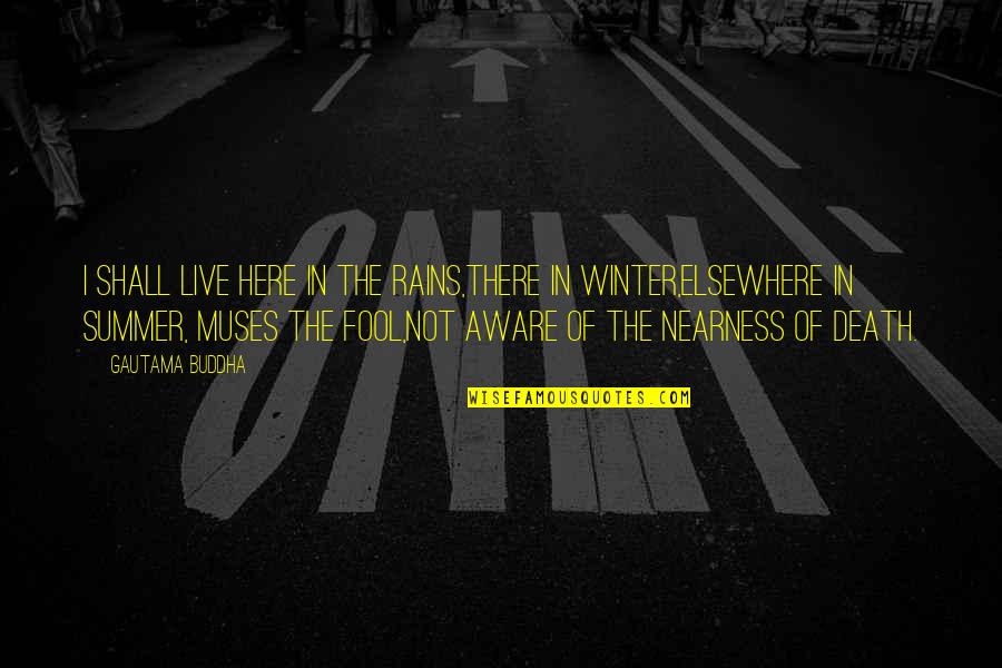 Buddhism On Death Quotes By Gautama Buddha: I shall live here in the rains,There in Buddhism On Death Quotes By Gautama Buddha: I shall live here in the rains,There in