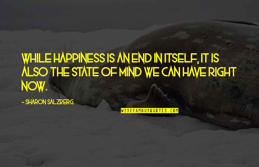 Buddhism Wisdom Quotes By Sharon Salzberg: While happiness is an end in itself, it