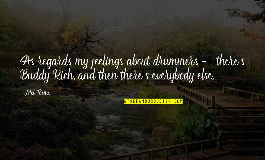 Buddy Quotes By Mel Torme: As regards my feelings about drummers - there's