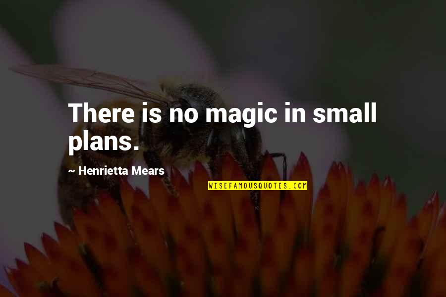 Buddy Wittenborn Quotes By Henrietta Mears: There is no magic in small plans.