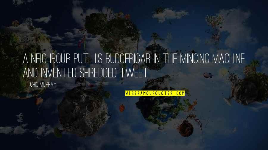 Budgerigar Quotes By Chic Murray: A neighbour put his budgerigar in the mincing