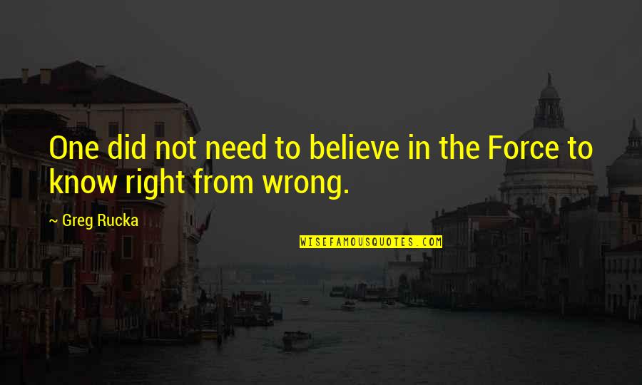 Budgeted Synonym Quotes By Greg Rucka: One did not need to believe in the