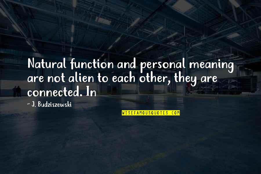 Budziszewski Quotes By J. Budziszewski: Natural function and personal meaning are not alien