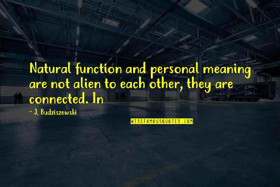 Budziszewski's Quotes By J. Budziszewski: Natural function and personal meaning are not alien
