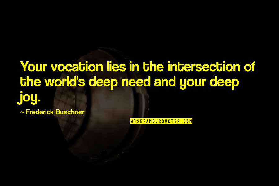 Buechner's Quotes By Frederick Buechner: Your vocation lies in the intersection of the