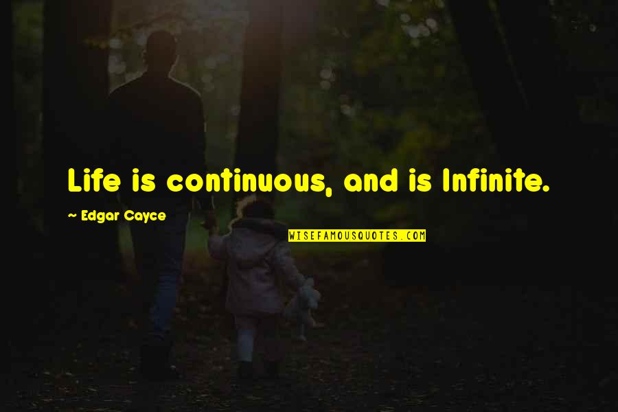 Buffies Quotes By Edgar Cayce: Life is continuous, and is Infinite. Buffies Quotes By Edgar Cayce: Life is continuous, and is Infinite.