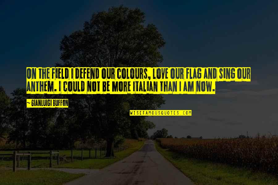 Buffon's Quotes By Gianluigi Buffon: On the field I defend our colours, love
