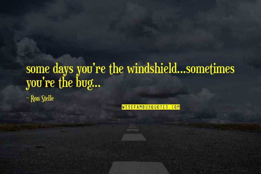 Bug Quotes By Ron Stelle: some days you're the windshield...sometimes you're the bug...