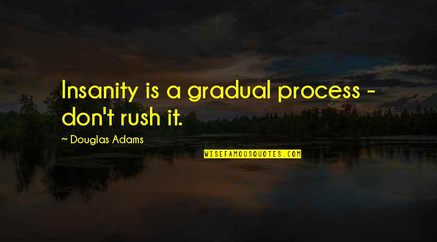 Bugental And Mindfulness Quotes By Douglas Adams: Insanity is a gradual process - don't rush