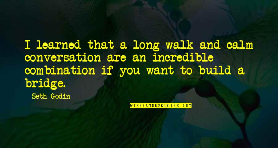 Build A Bridge Quotes By Seth Godin: I learned that a long walk and calm