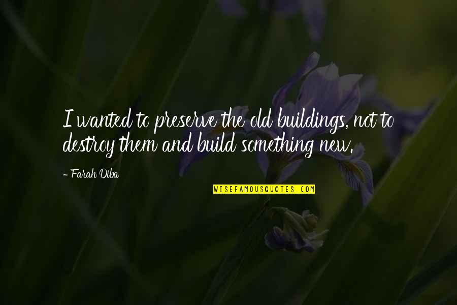 Build Them Up Quotes By Farah Diba: I wanted to preserve the old buildings, not