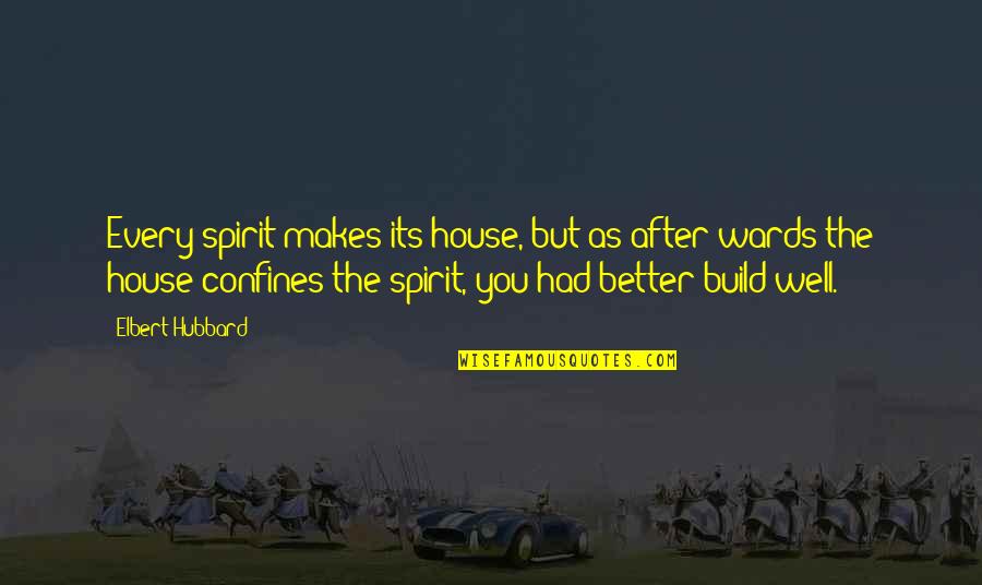 Build Up Spirit Quotes By Elbert Hubbard: Every spirit makes its house, but as after