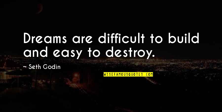 Build Your Dream Quotes By Seth Godin: Dreams are difficult to build and easy to