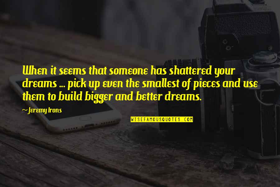 Build Your Dreams Quotes By Jeremy Irons: When it seems that someone has shattered your