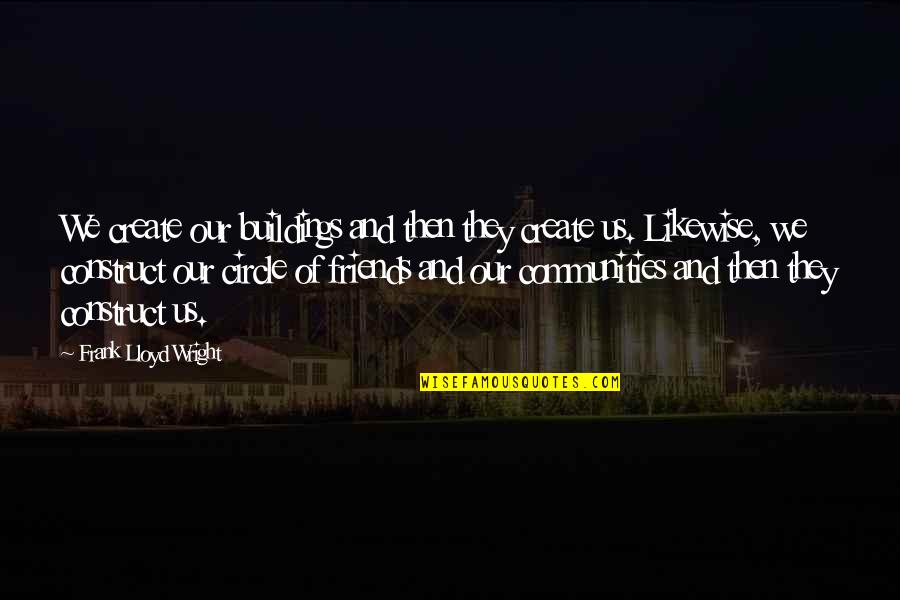 Building A Community Quotes By Frank Lloyd Wright: We create our buildings and then they create