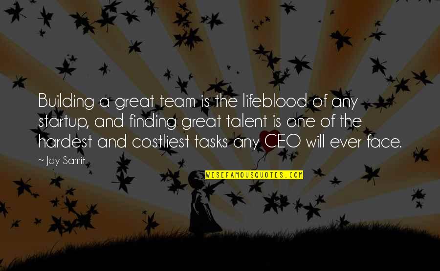 Building A Team Quotes By Jay Samit: Building a great team is the lifeblood of