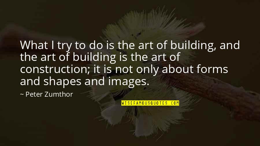 Building And Construction Quotes By Peter Zumthor: What I try to do is the art