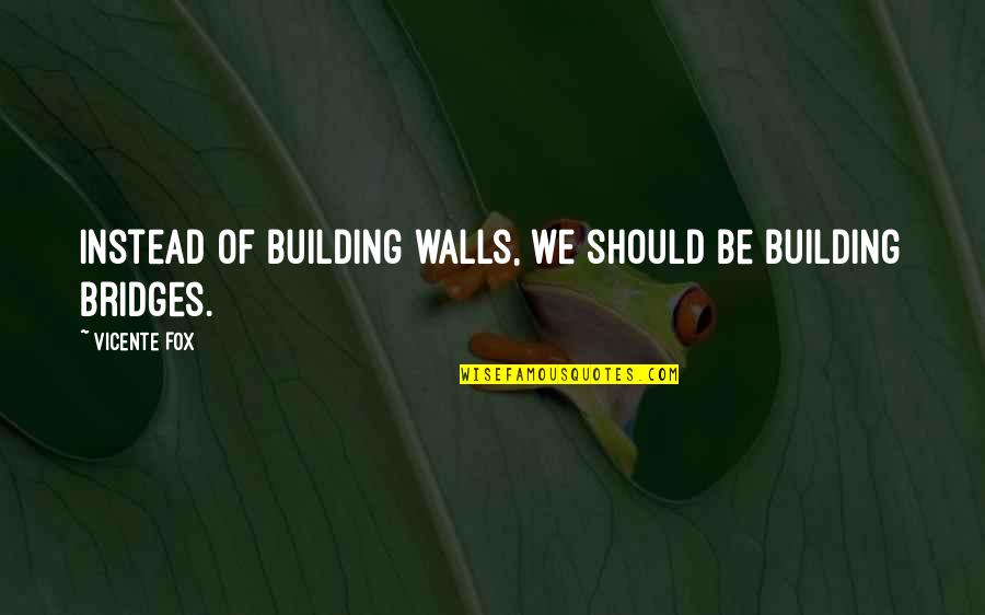 Building Bridges Not Walls Quotes By Vicente Fox: Instead of building walls, we should be building