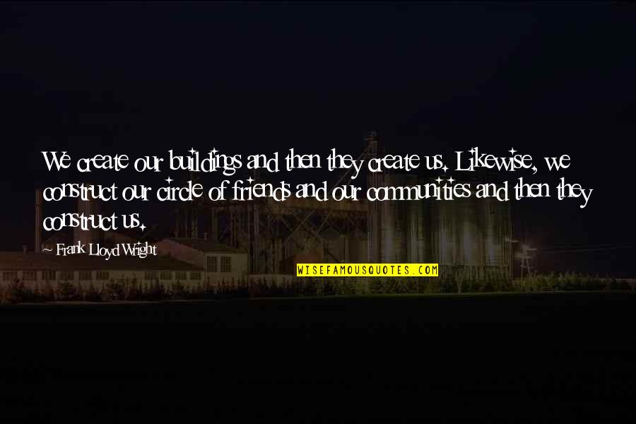 Building Community Quotes By Frank Lloyd Wright: We create our buildings and then they create
