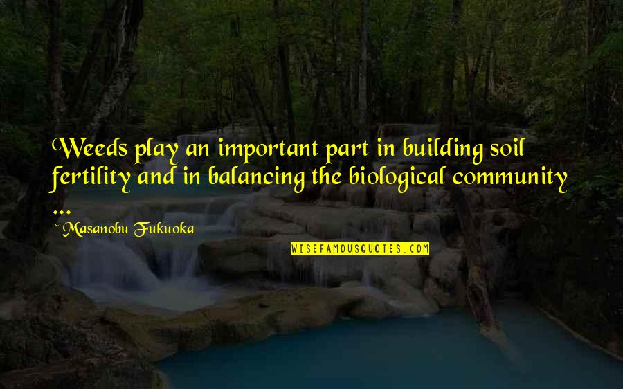 Building Community Quotes By Masanobu Fukuoka: Weeds play an important part in building soil