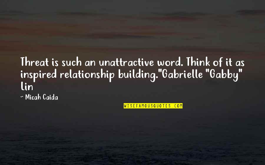 Building In A Relationship Quotes By Micah Caida: Threat is such an unattractive word. Think of